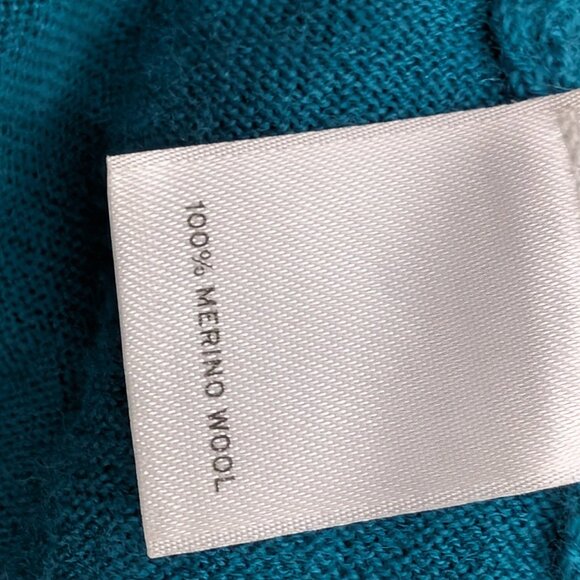 Halogen 100% Merino Wool Teal V-neck Button Cardigan Sweater | LG Petite | EUC - Picture 6 of 8